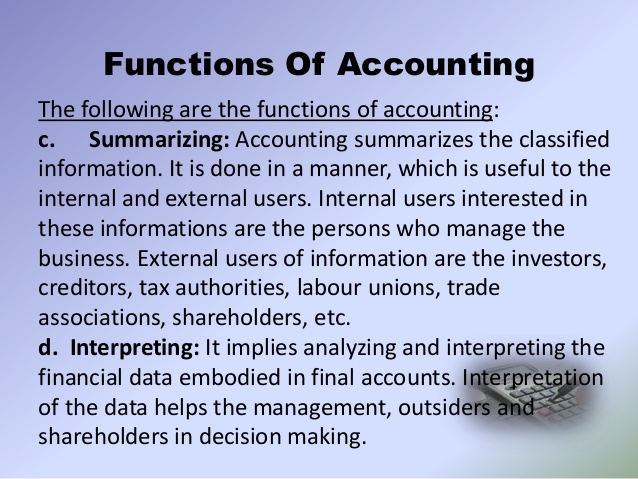 Basic Functions of Accounting