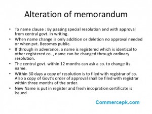 Alteration of Memorandum of Association