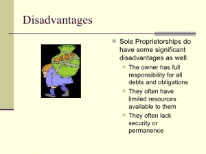 disadvantages of sole proprietorship